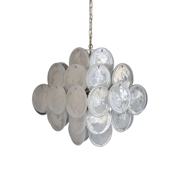 Murano Disk Chandelier 20" - Handmade French Glass Luxury Light