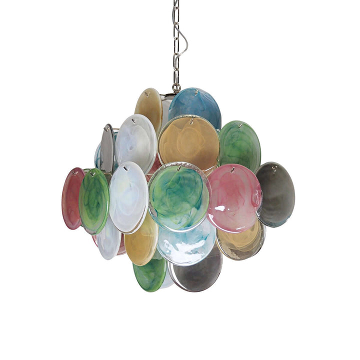 Murano Disk Chandelier 20" - Handmade French Glass Luxury Light