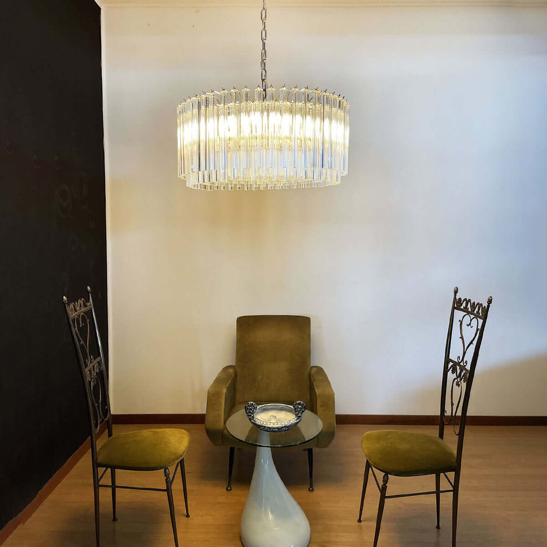 Murano Prisms Chandelier – Italian Round Dining Room Lamp