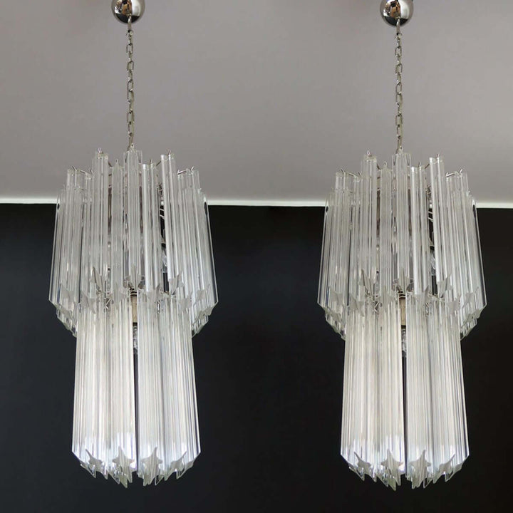 Murano Prisms Long Chandelier 12" โ French Art Deco Light