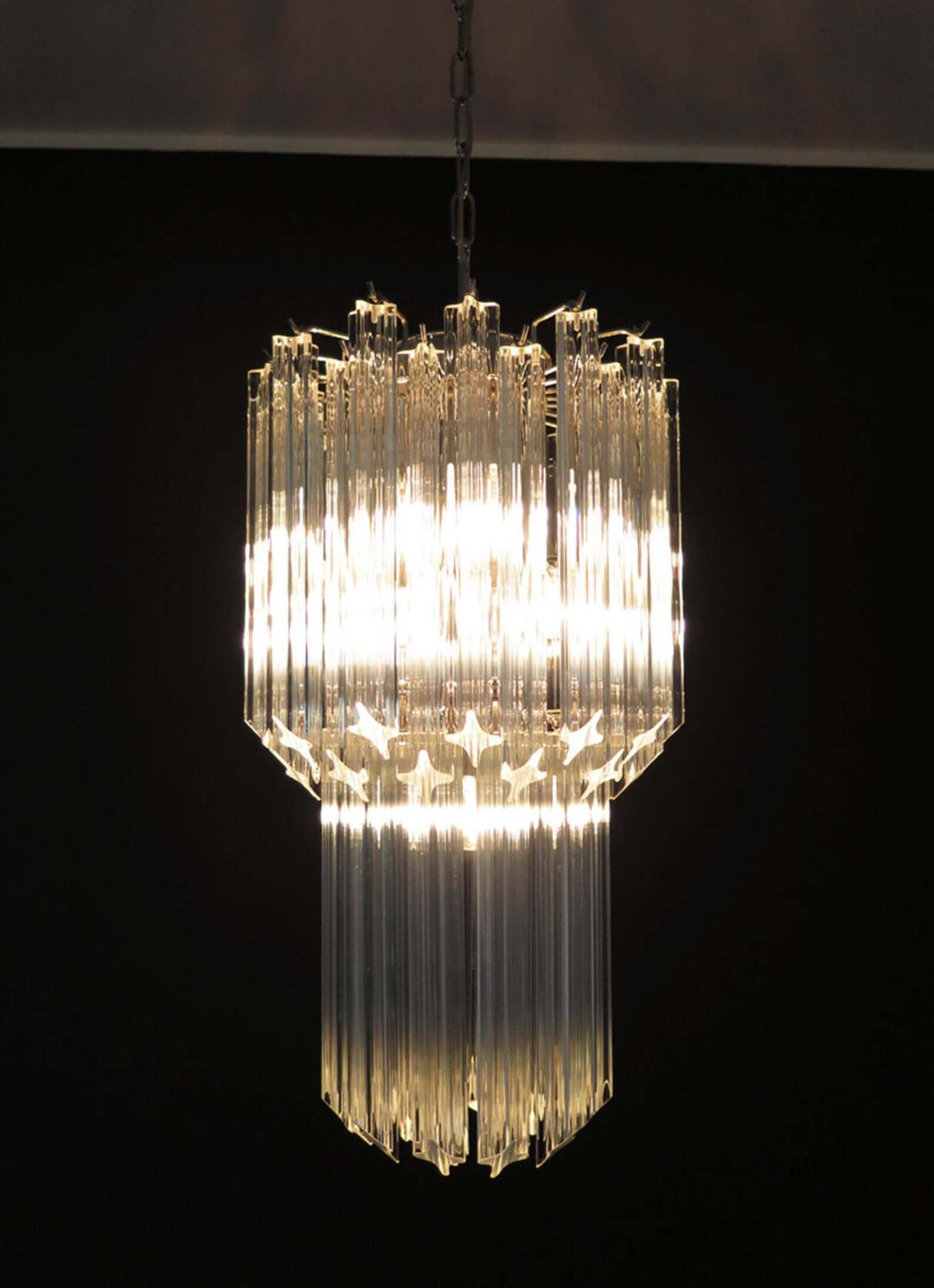 Murano Prisms Long Chandelier 12" โ French Art Deco Light