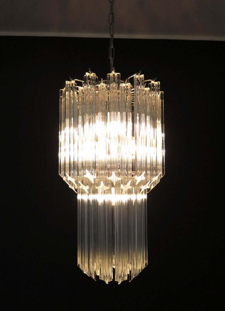 Murano Prisms Long Chandelier 12" โ French Art Deco Light