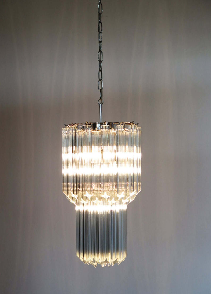 Murano Prisms Long Chandelier 12" โ French Art Deco Light