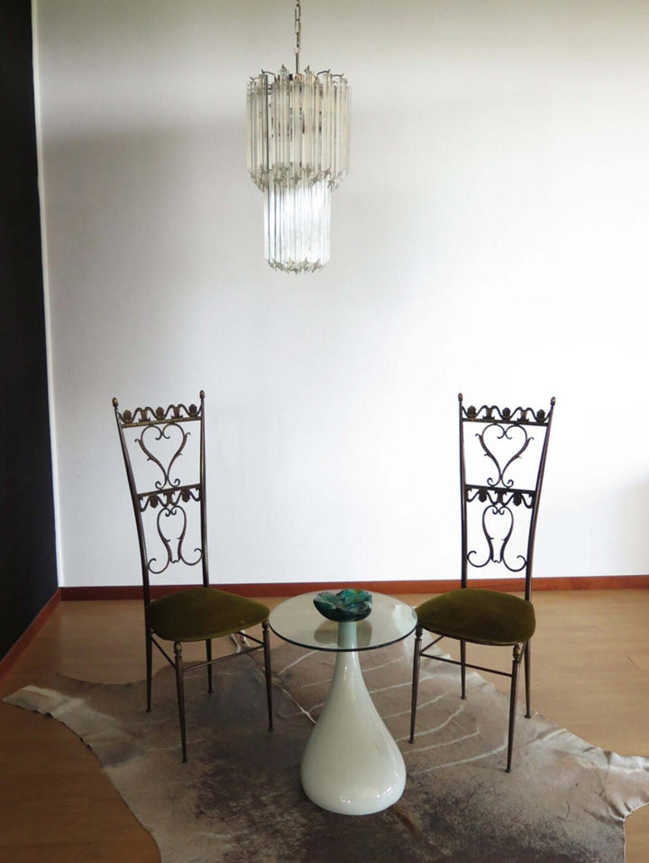 Murano Prisms Long Chandelier 12" โ French Art Deco Light