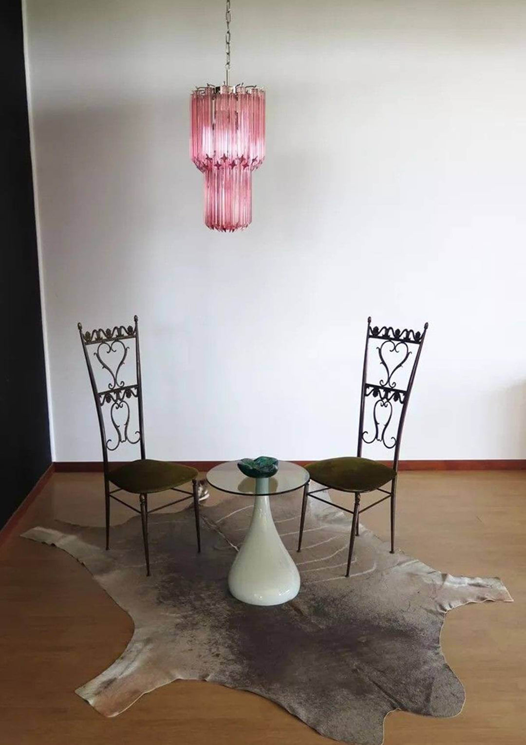 Murano Prisms Long Chandelier 12" โ French Art Deco Light