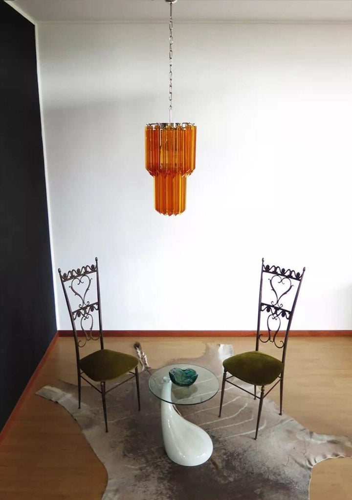 Murano Prisms Long Chandelier 12" โ French Art Deco Light