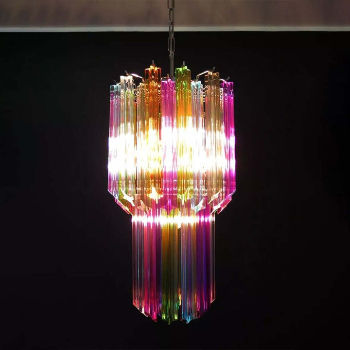 Murano Prisms Long Chandelier 12" โ French Art Deco Light