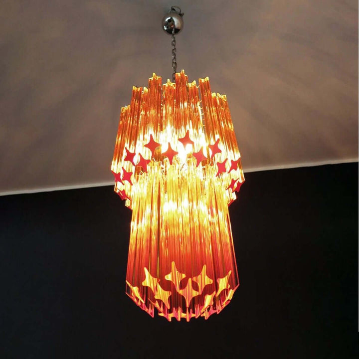 Murano Prisms Long Chandelier 12" โ French Art Deco Light
