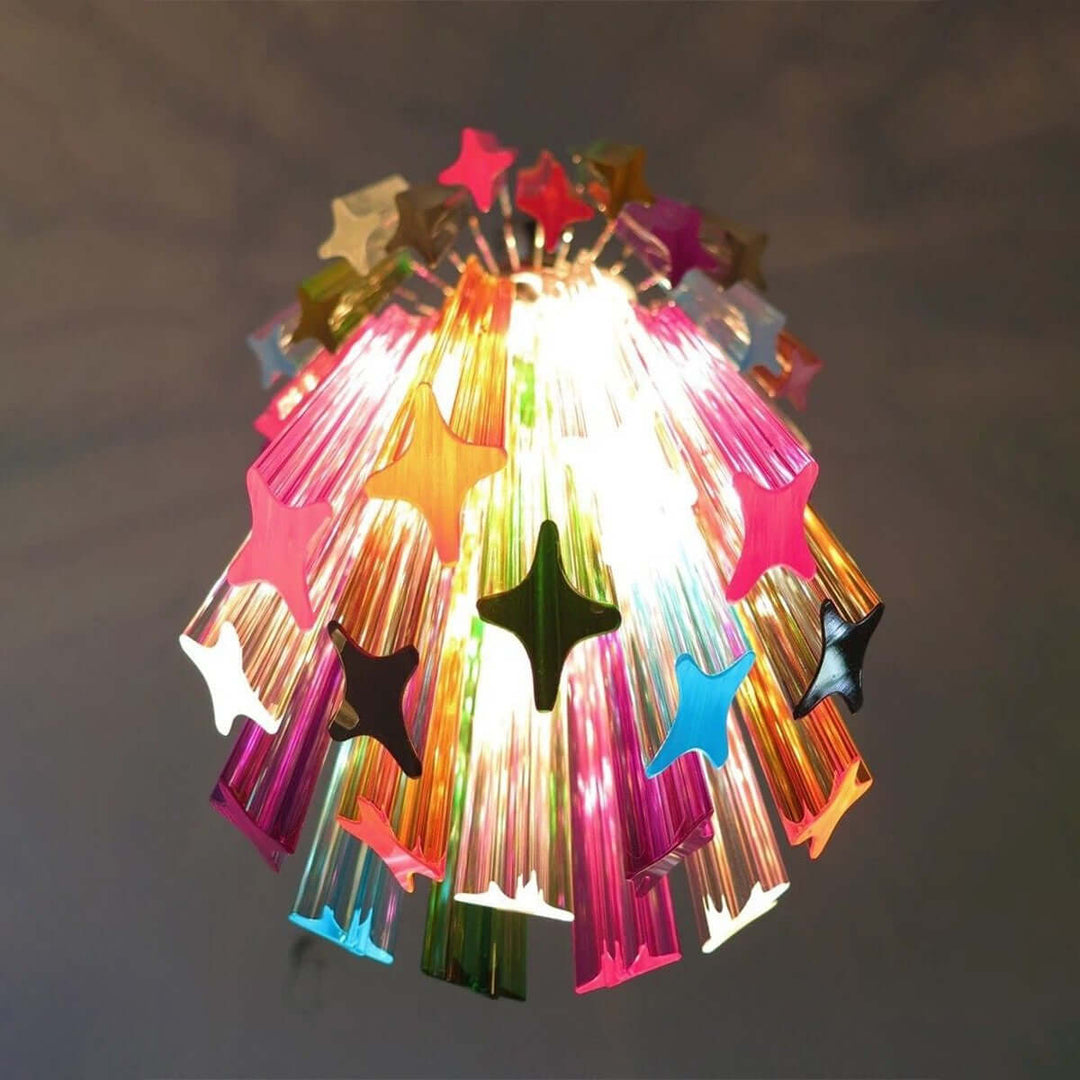 Murano Prisms Long Chandelier 12" โ French Art Deco Light