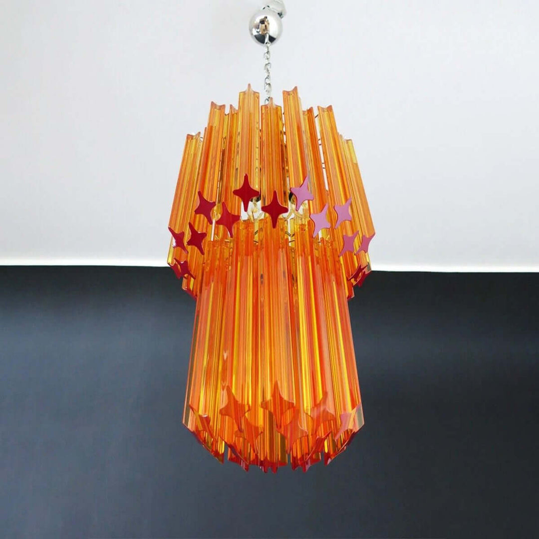 Murano Prisms Long Chandelier 12" โ French Art Deco Light