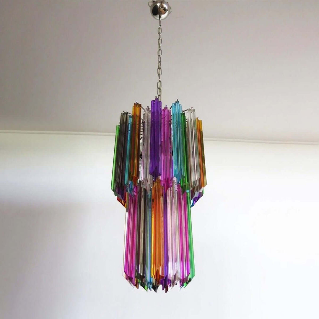 Murano Prisms Long Chandelier 12" โ French Art Deco Light