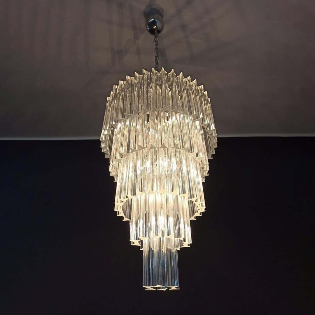 Murano Prisms Long Chandelier 18" – Modern High Ceiling Lighting