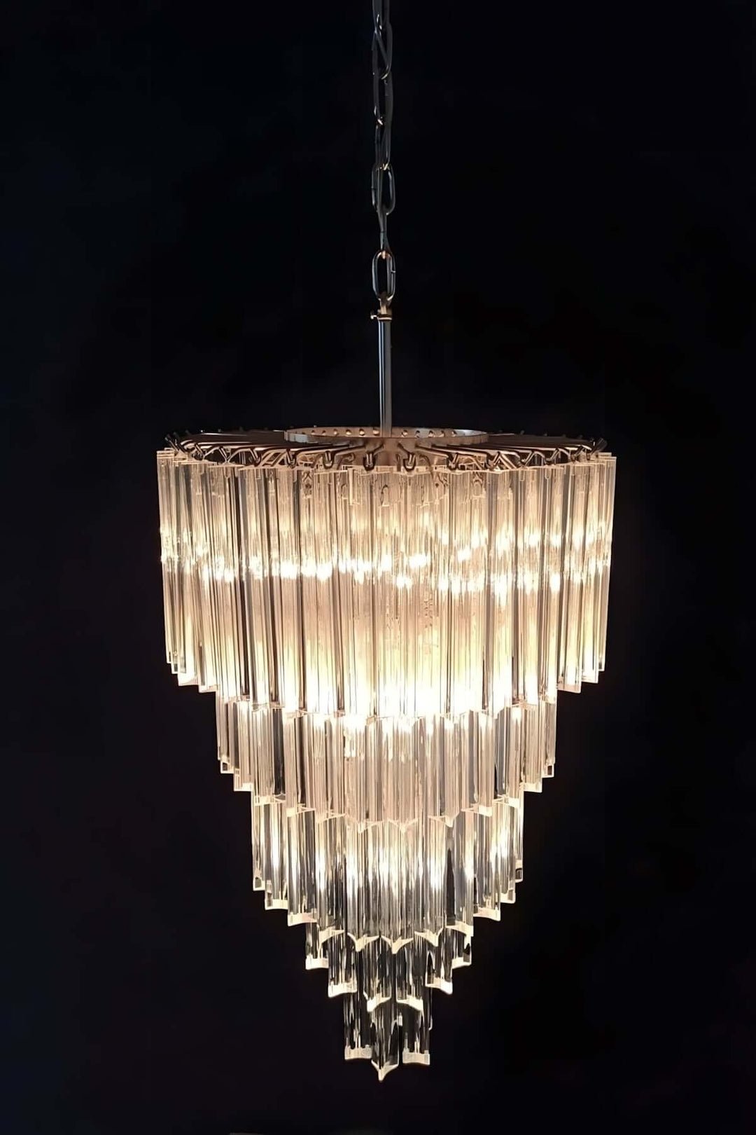 Murano Prisms Long Chandelier 18" – Modern High Ceiling Lighting