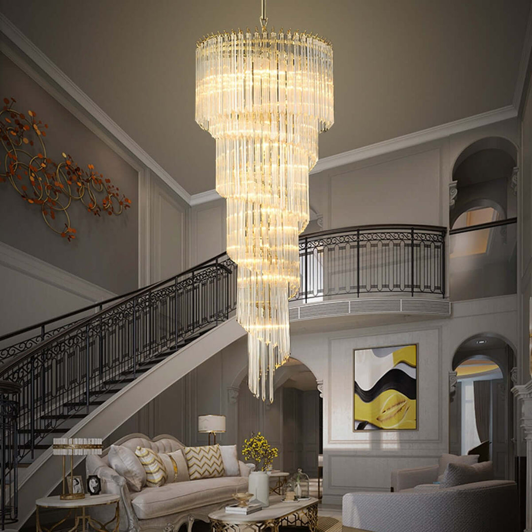 Murano Prisms Spiral Chandelier 16"โ Medieval Luxurious Stair Lamp