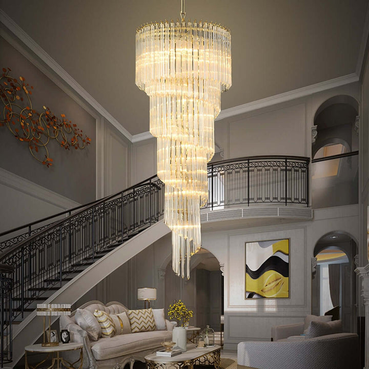 Murano Prisms Spiral Chandelier 16"โ Medieval Luxurious Stair Lamp