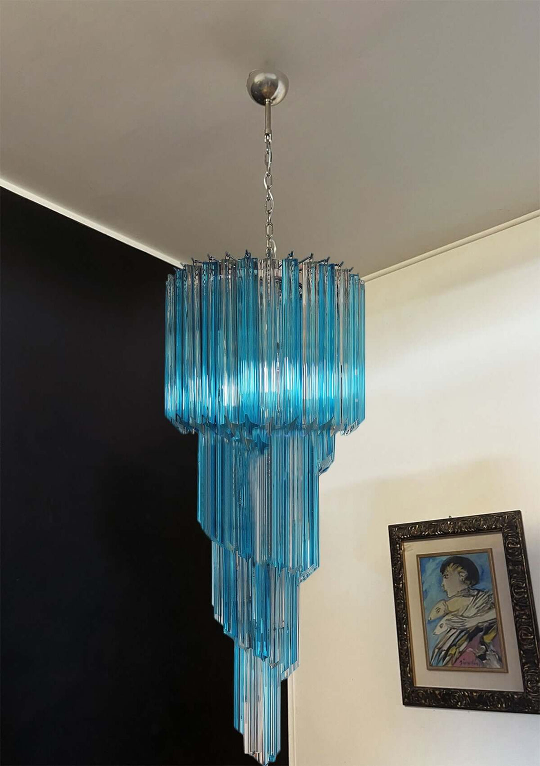 Murano Prisms Spiral Chandelier 16"โ Medieval Luxurious Stair Lamp