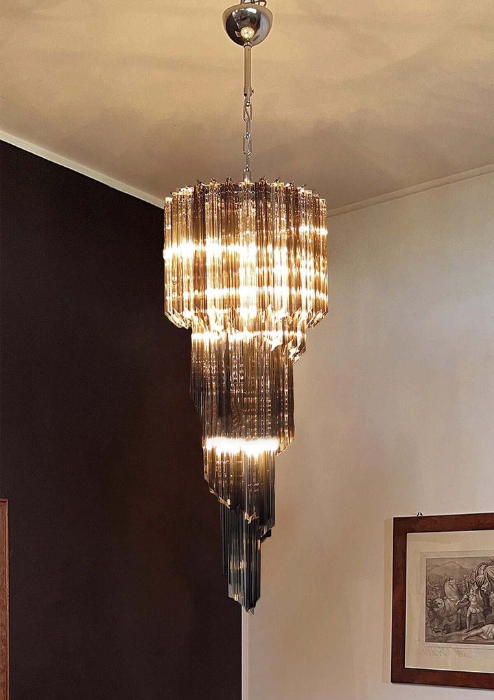Murano Prisms Spiral Chandelier 16"โ Medieval Luxurious Stair Lamp