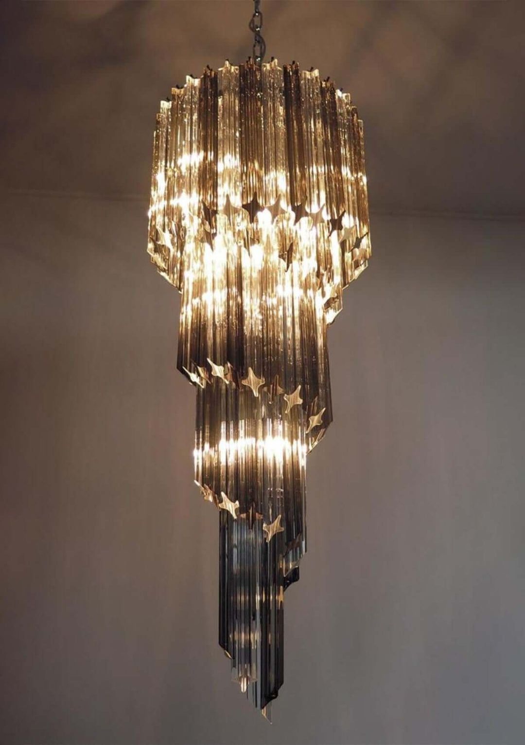 Murano Prisms Spiral Chandelier 16"โ Medieval Luxurious Stair Lamp