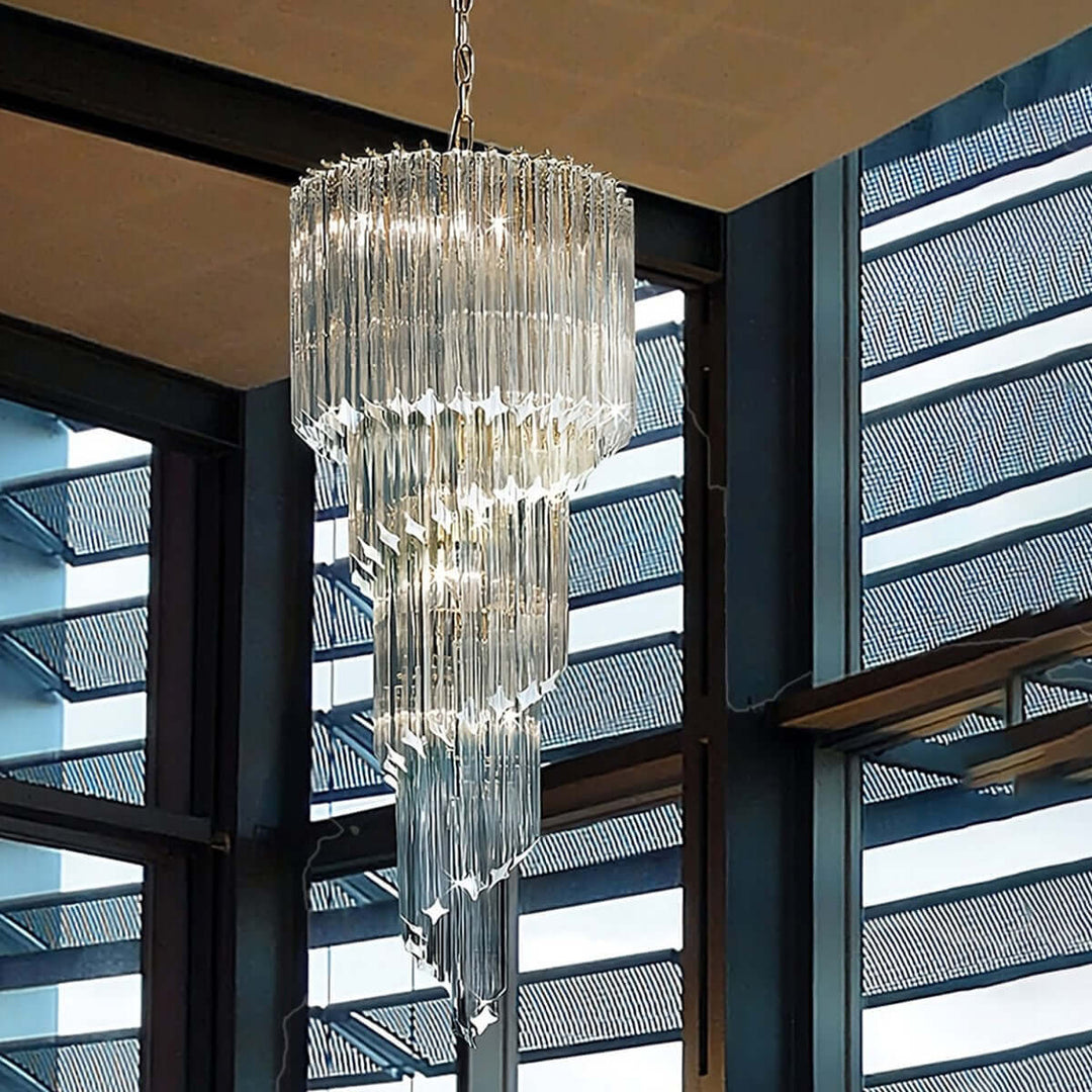 Murano Prisms Spiral Chandelier 16"โ Medieval Luxurious Stair Lamp