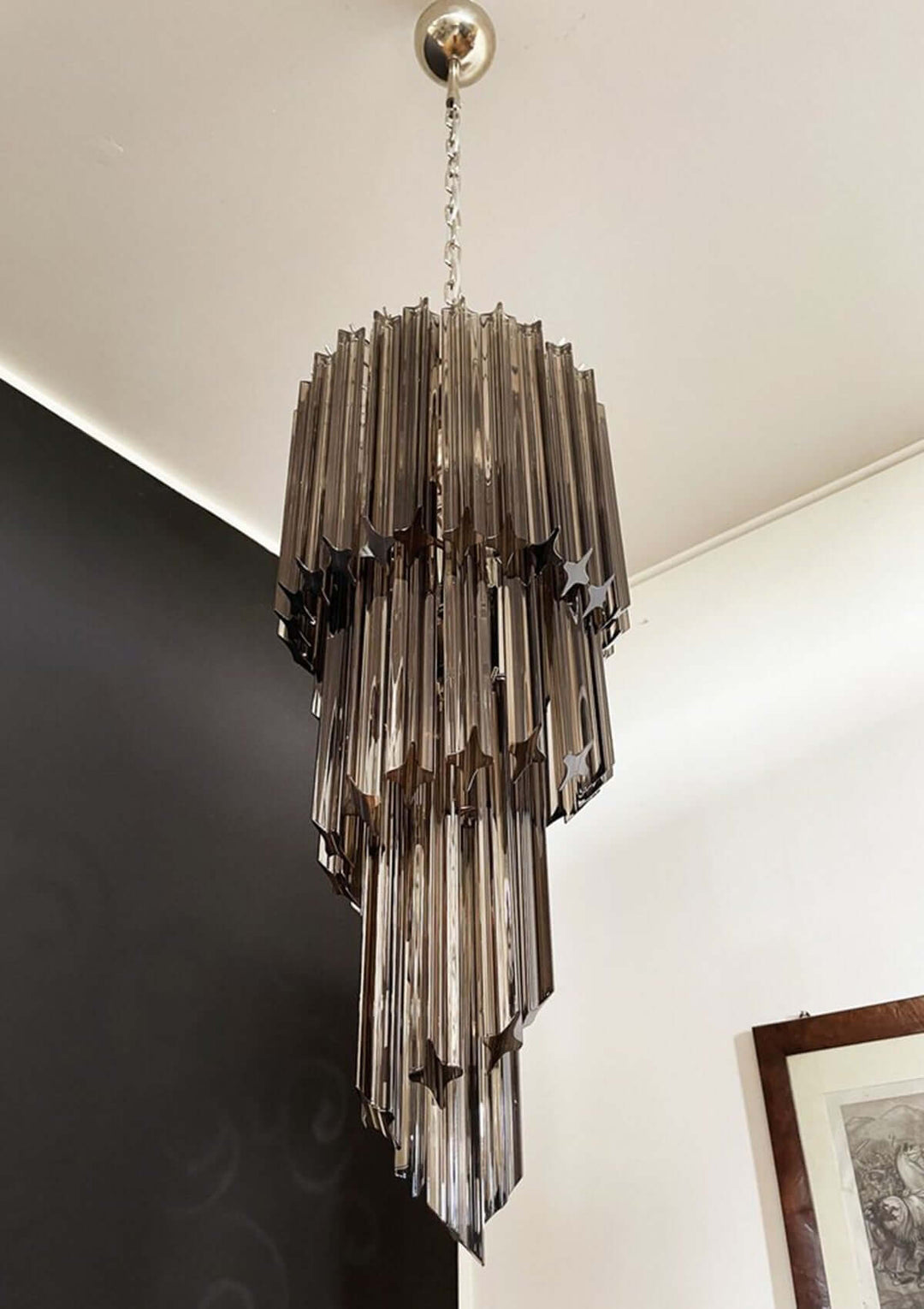 Murano Prisms Spiral Chandelier 16"โ Medieval Luxurious Stair Lamp