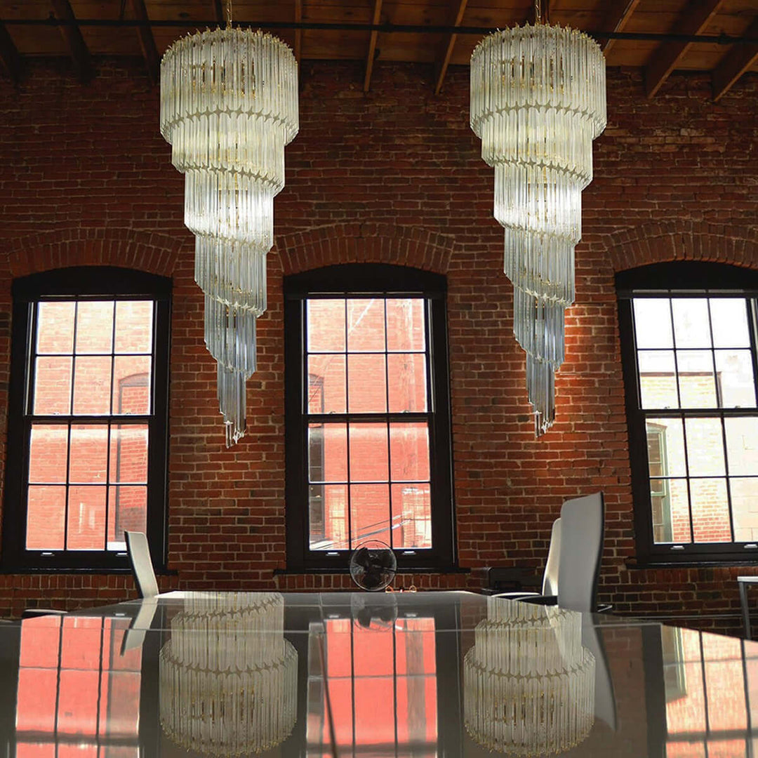 Murano Prisms Spiral Chandelier 16"โ Medieval Luxurious Stair Lamp