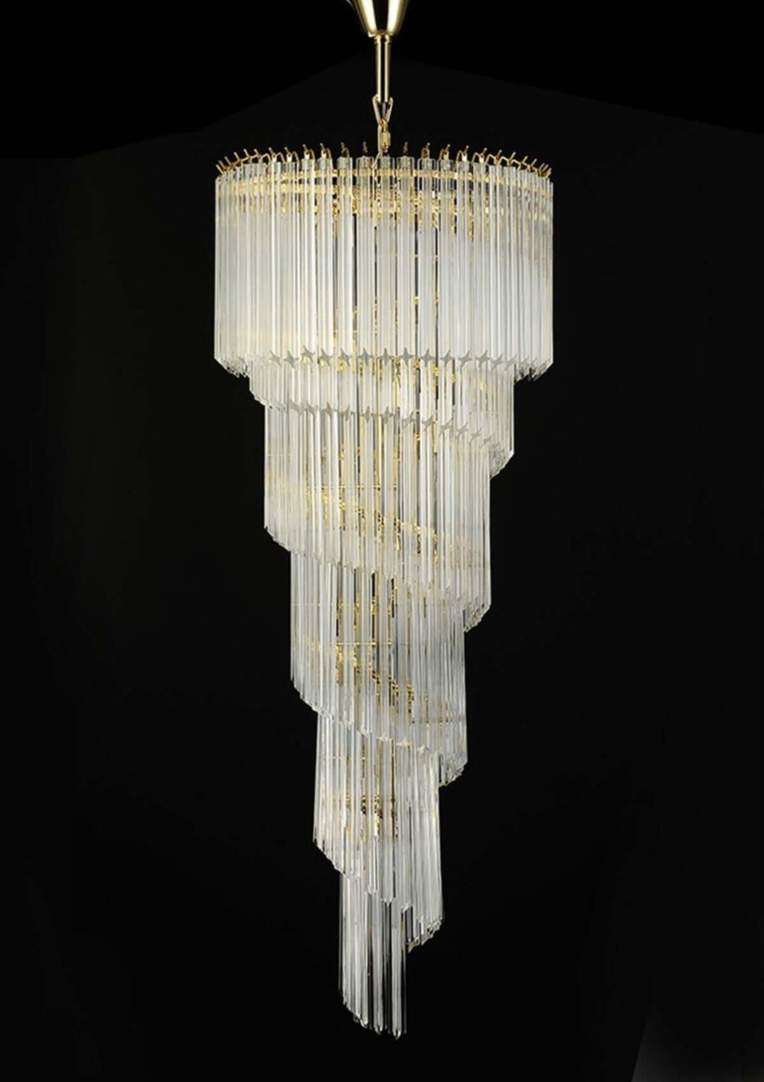 Murano Prisms Spiral Chandelier 16"โ Medieval Luxurious Stair Lamp