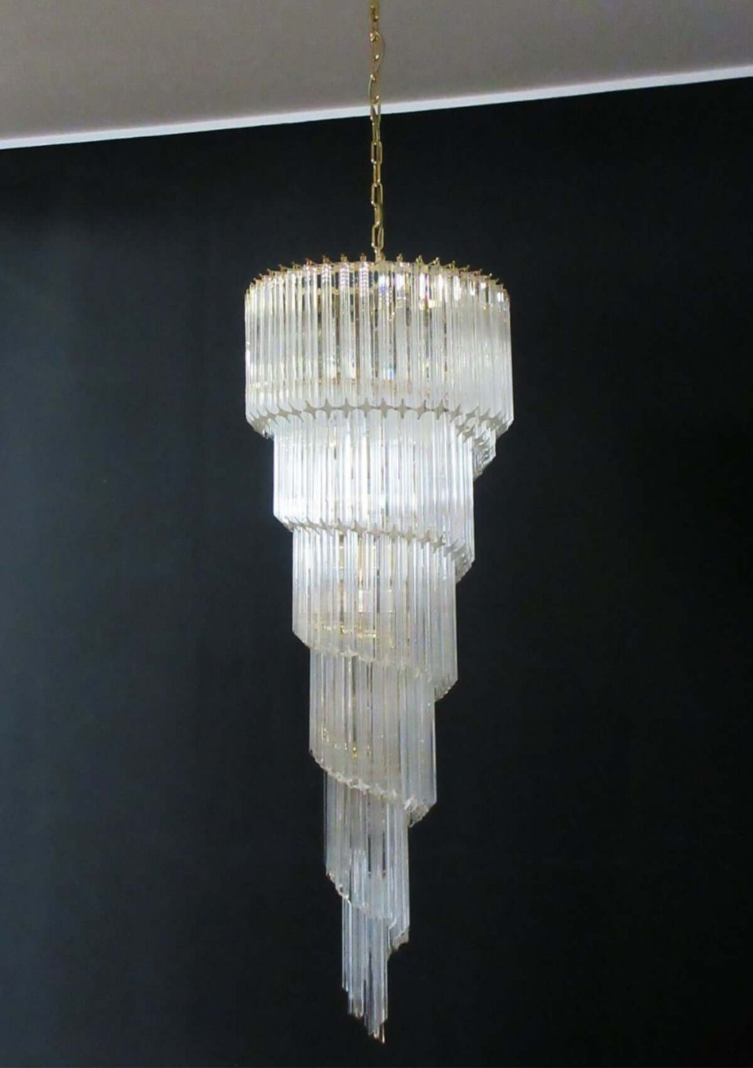 Murano Prisms Spiral Chandelier 16"โ Medieval Luxurious Stair Lamp