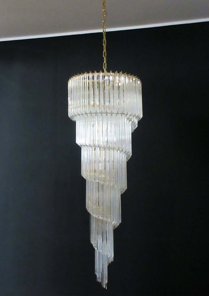 Murano Prisms Spiral Chandelier 16"โ Medieval Luxurious Stair Lamp