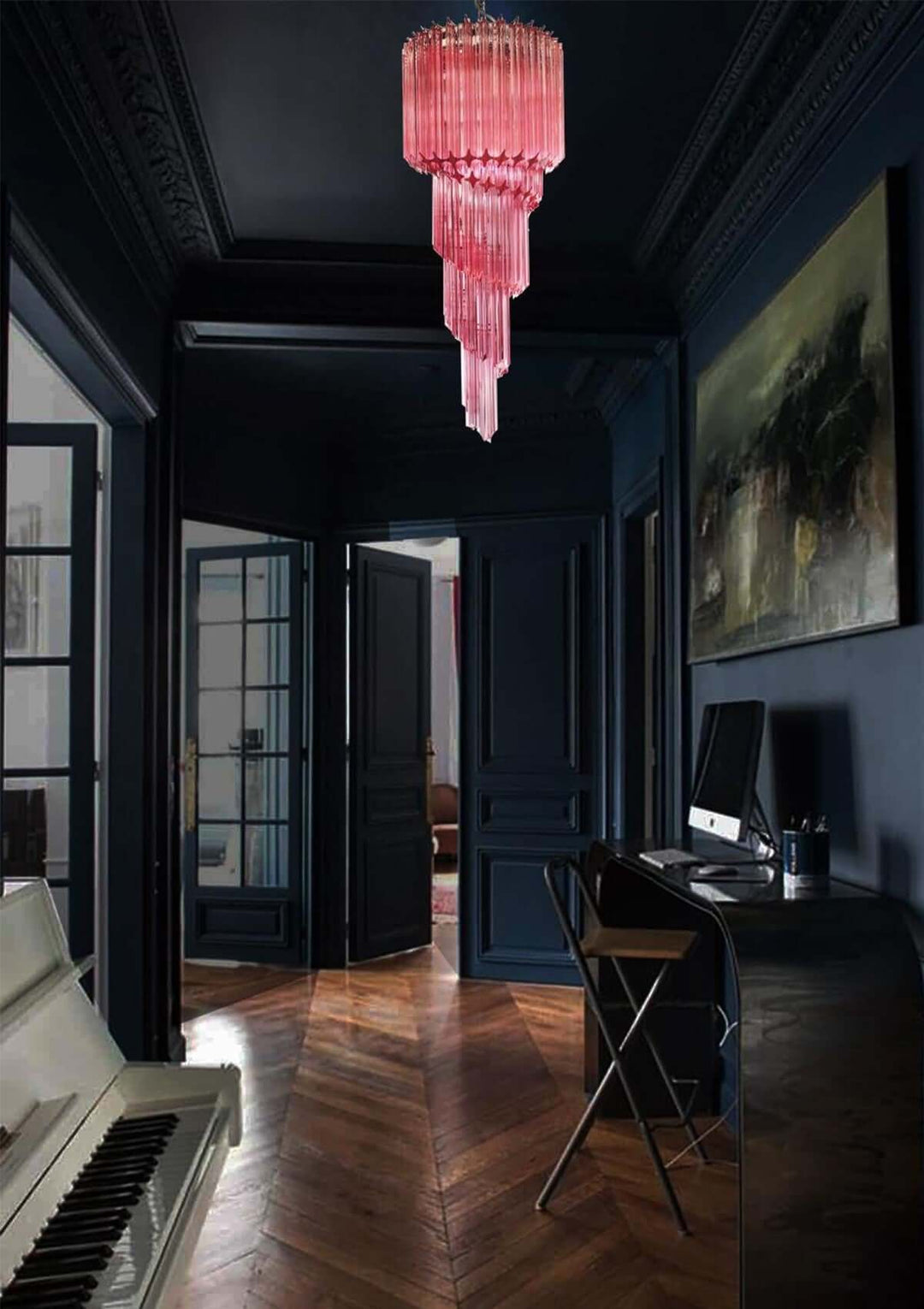 Murano Prisms Spiral Chandelier 16"โ Medieval Luxurious Stair Lamp
