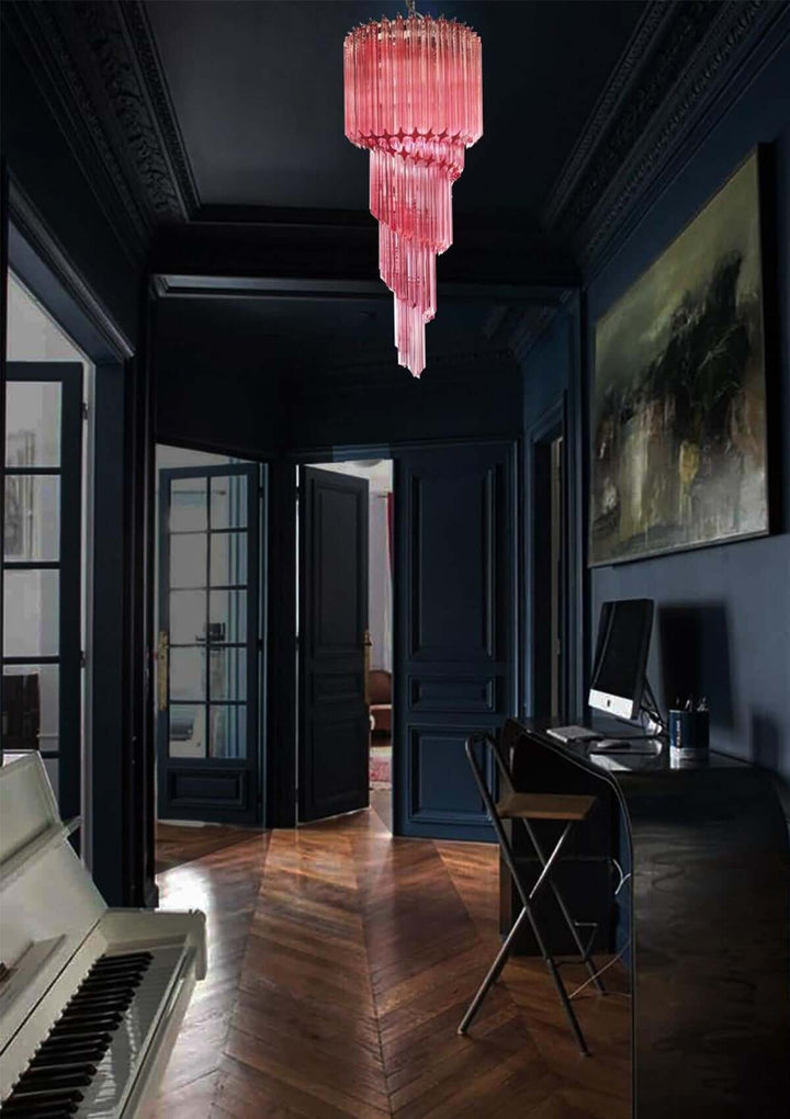 Murano Prisms Spiral Chandelier 16"โ Medieval Luxurious Stair Lamp