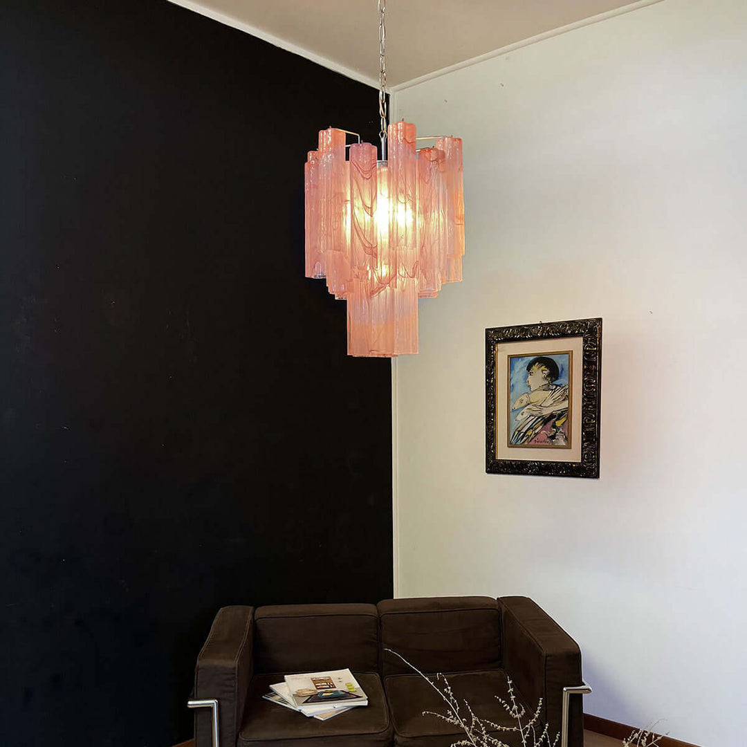 Murano Tubes Chandelier 19" β Italy Modern Murano Star Glass Lamp