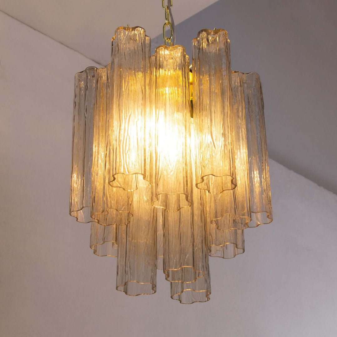 Murano Tubes Chandelier 19" β Italy Modern Murano Star Glass Lamp