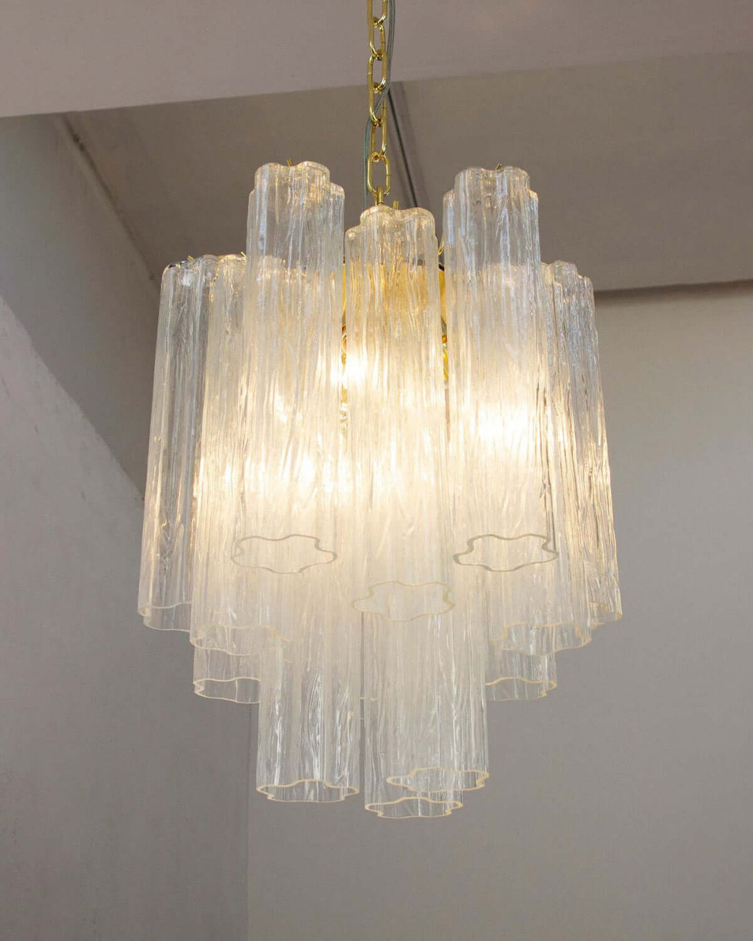 Murano Tubes Chandelier 19" β Italy Modern Murano Star Glass Lamp