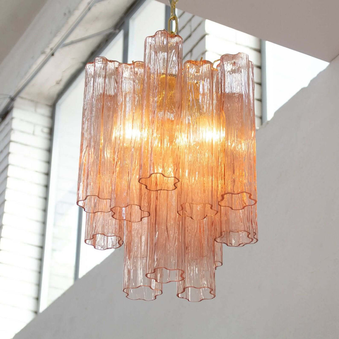 Murano Tubes Chandelier 19" β Italy Modern Murano Star Glass Lamp