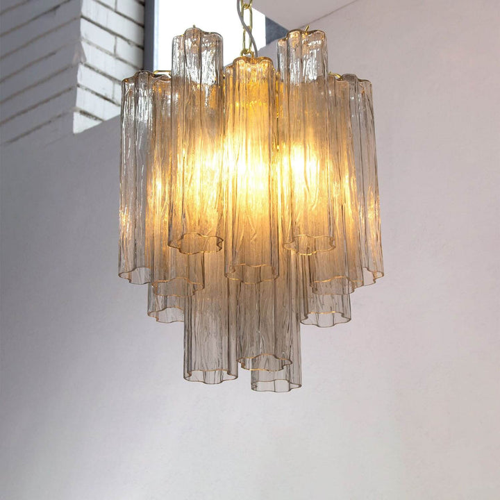 Murano Tubes Chandelier 19" β Italy Modern Murano Star Glass Lamp