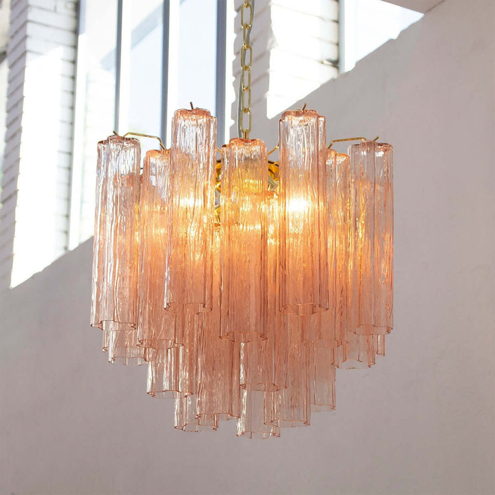 Murano Tubes Chandelier 20" β Italy Murano Star Glass Deco Lighting