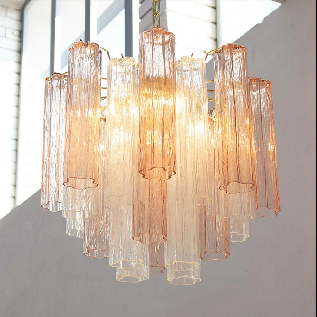 Murano Tubes Chandelier 20" β Italy Murano Star Glass Deco Lighting
