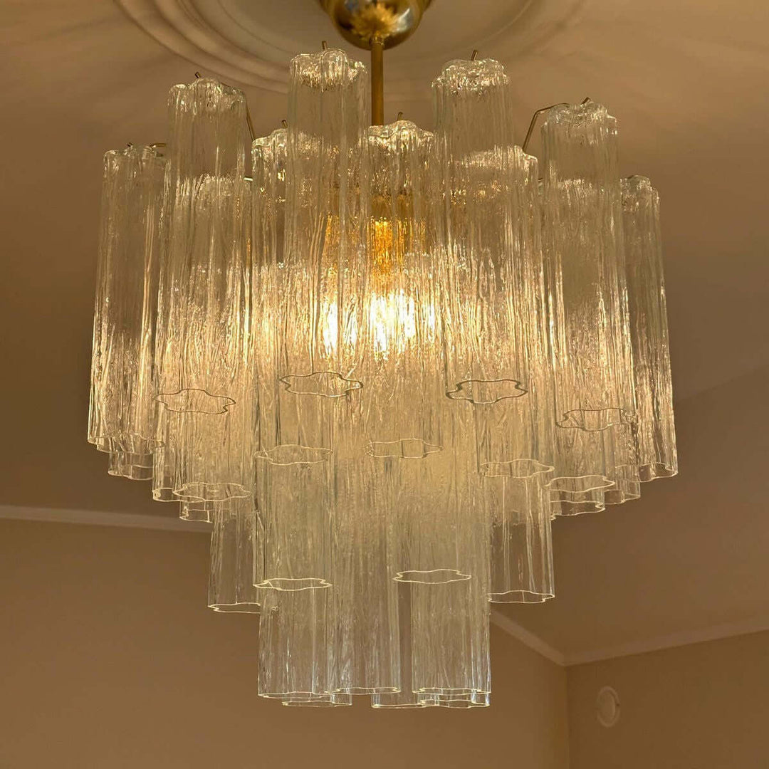 Murano Tubes Chandelier 20" β Italy Murano Star Glass Deco Lighting