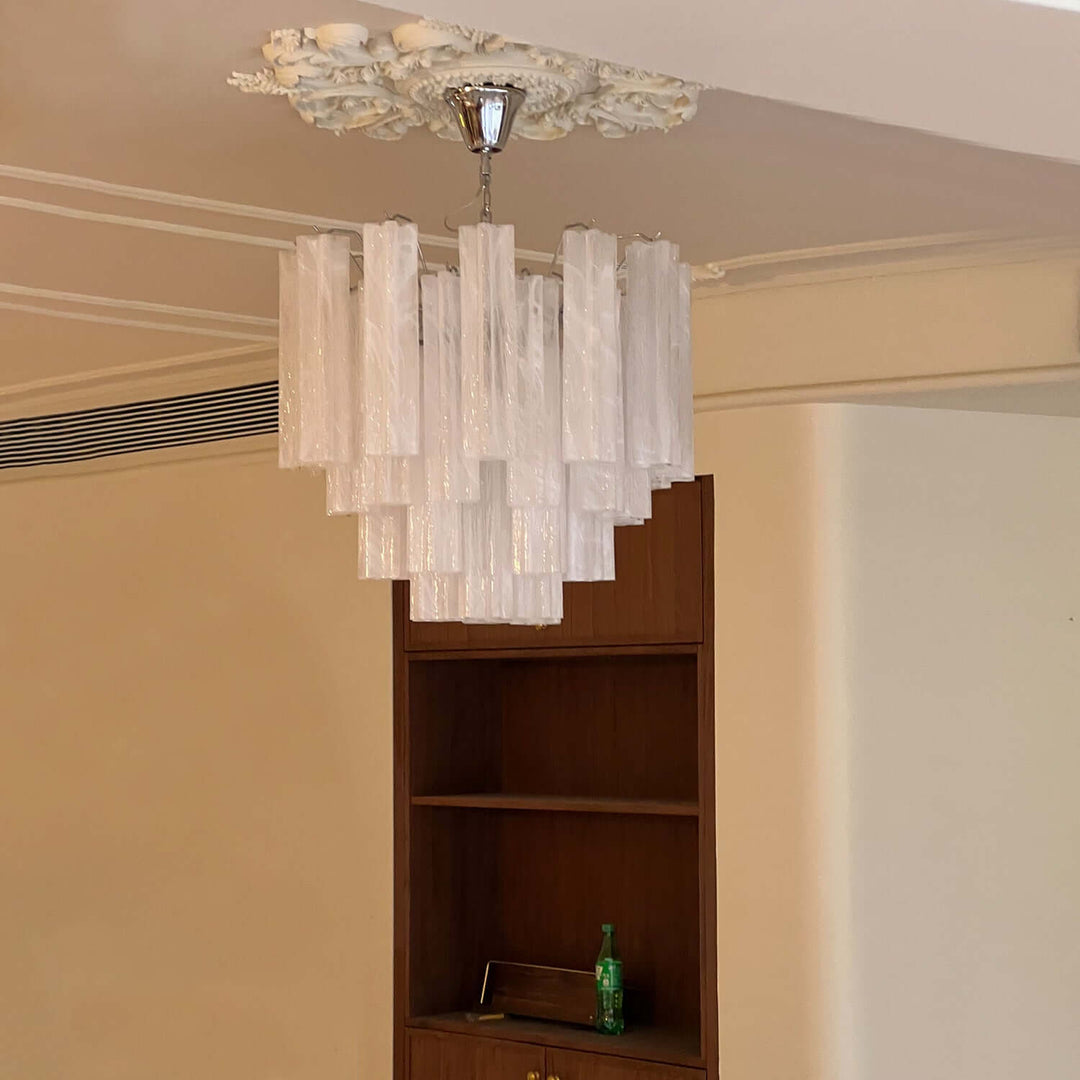 Murano Tubes Chandelier 23" β Italy Murano Star Glass Art Deco Lamp