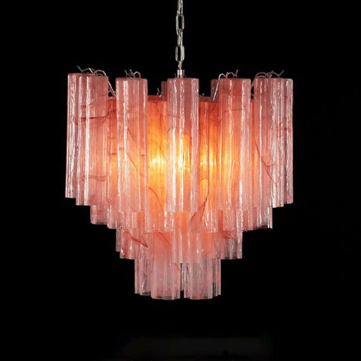 Murano Tubes Chandelier 23" β Italy Murano Star Glass Art Deco Lamp