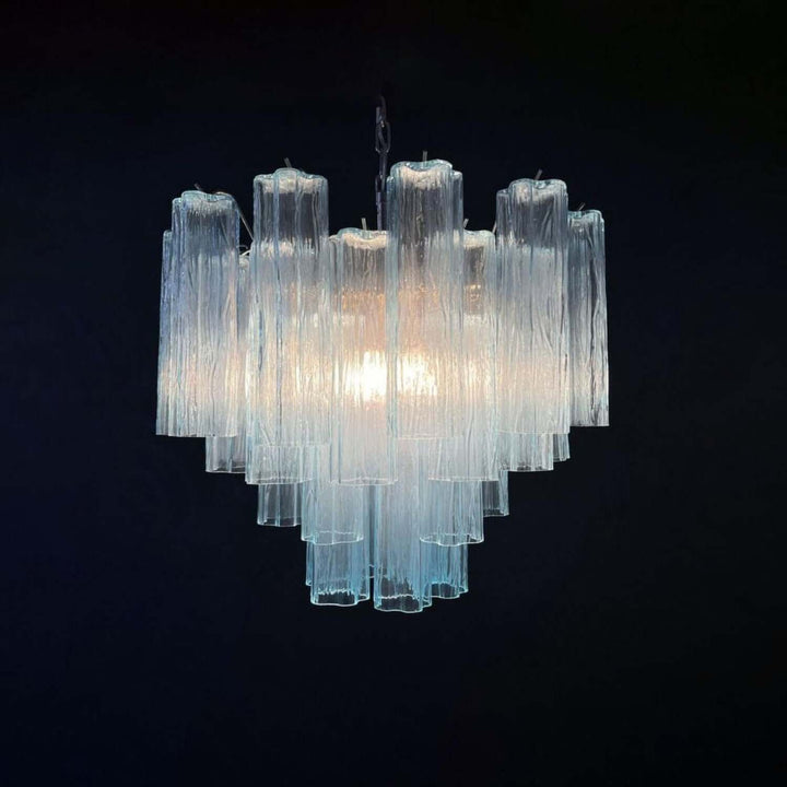 Murano Tubes Chandelier 23" β Italy Murano Star Glass Art Deco Lamp