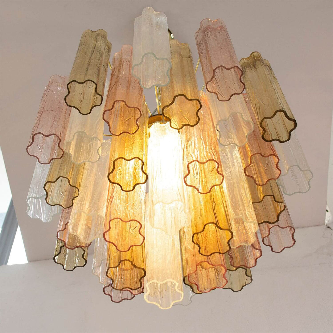 Murano Tubes Chandelier 23" β Italy Murano Star Glass Art Deco Lamp