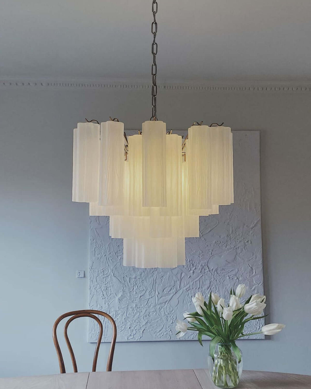 Murano Tubes Chandelier 23" β Italy Murano Star Glass Art Deco Lamp