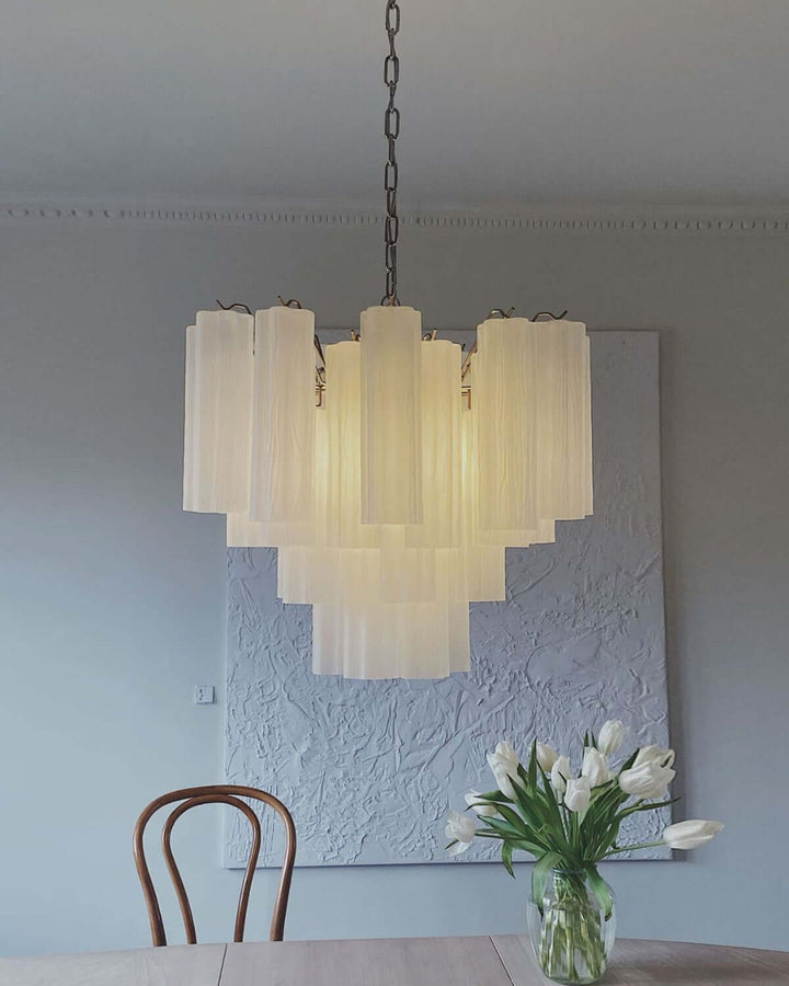 Murano Tubes Chandelier 23" β Italy Murano Star Glass Art Deco Lamp
