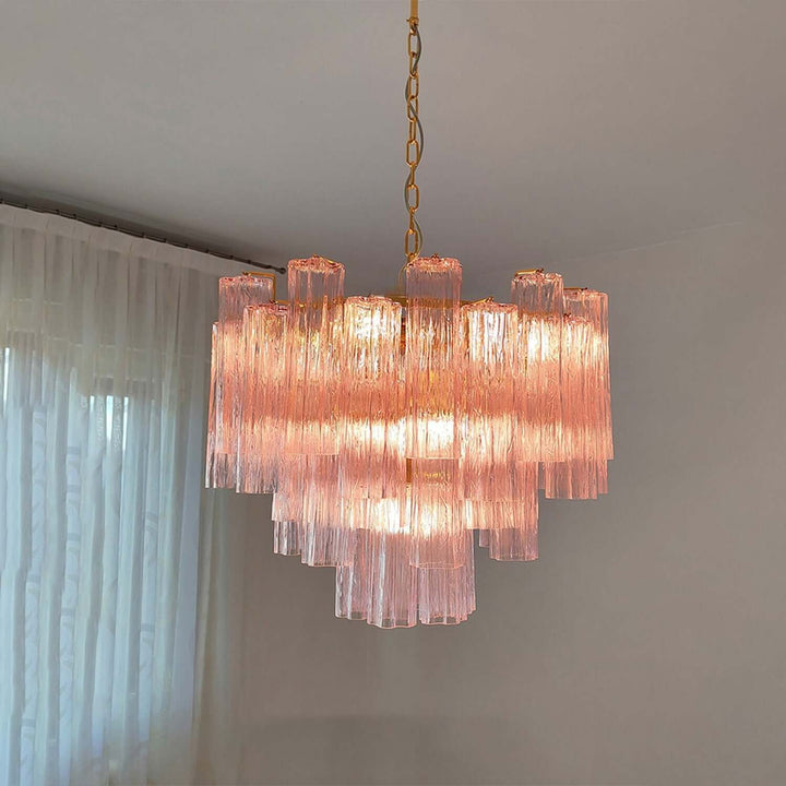 Murano Tubes Chandelier 23" β Italy Murano Star Glass Art Deco Lamp