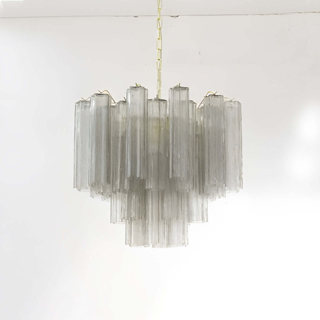 Murano Tubes Chandelier 23" β Italy Murano Star Glass Art Deco Lamp