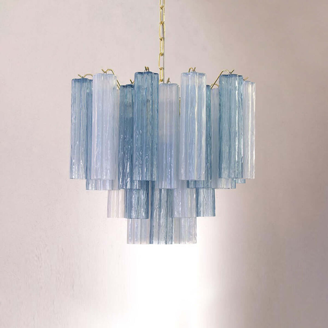 Murano Tubes Chandelier 23" β Italy Murano Star Glass Art Deco Lamp
