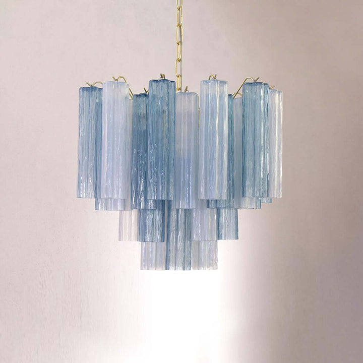 Murano Tubes Chandelier 23" β Italy Murano Star Glass Art Deco Lamp
