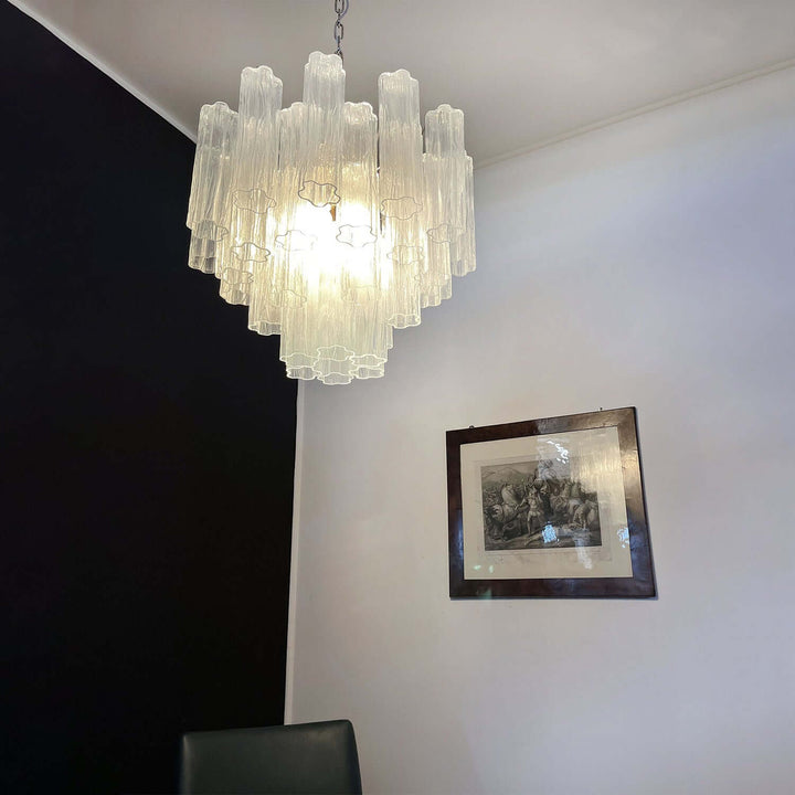 Murano Tubes Chandelier 23" β Italy Murano Star Glass Art Deco Lamp