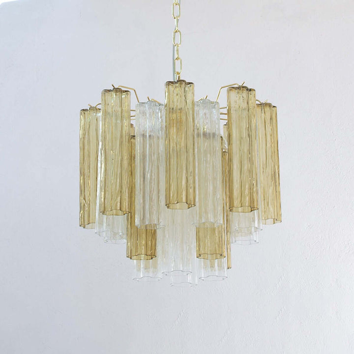 Murano Tubes Chandelier 23" β Italy Murano Star Glass Art Deco Lamp